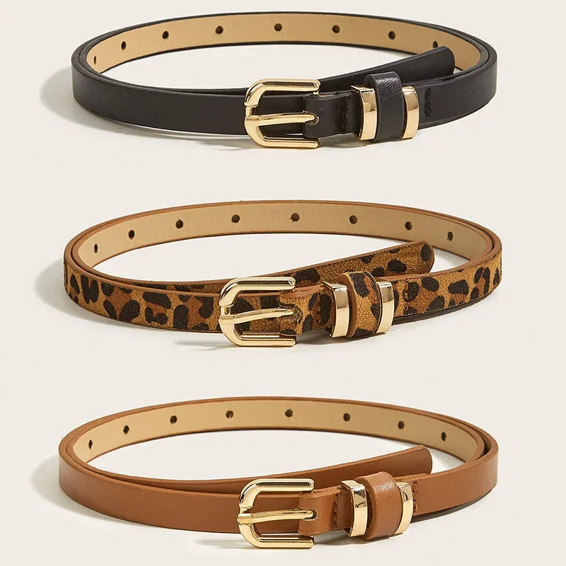 Retro Leather Thin Belt