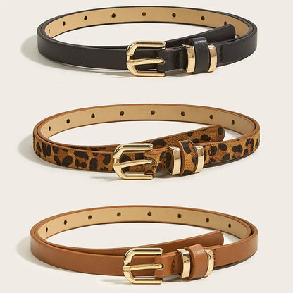 Retro Leather Thin Belt