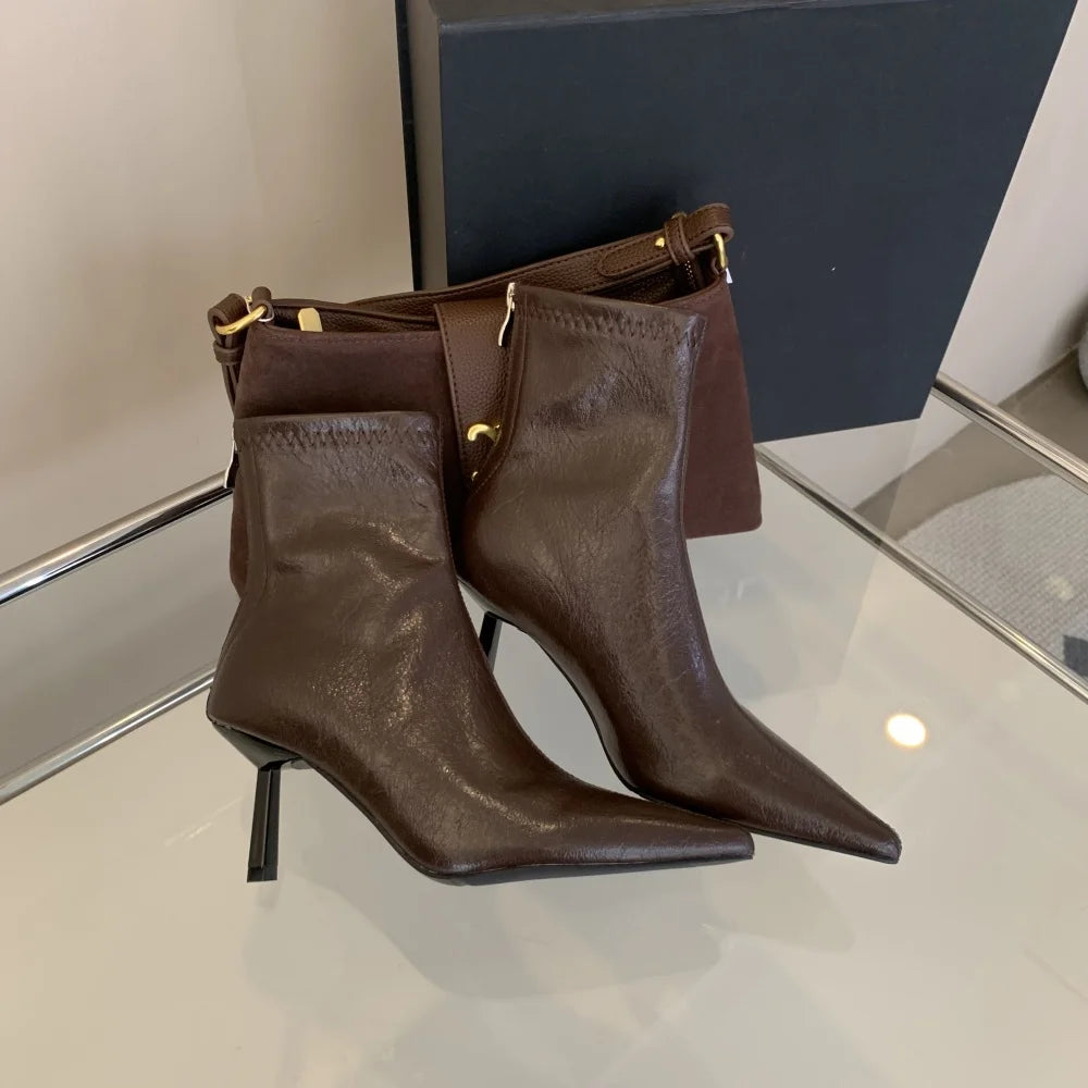 Pointed Toe High Heel Ankle Boots – Winter 2025