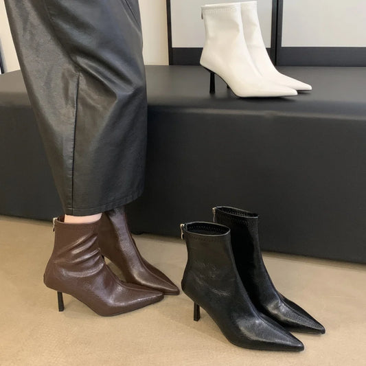 Pointed Toe High Heel Ankle Boots – Winter 2025