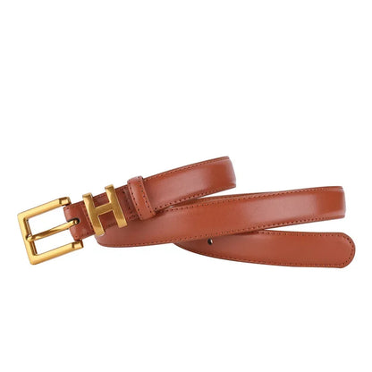 Golden Buckle Genuine Leather Belt – 2025 Collection