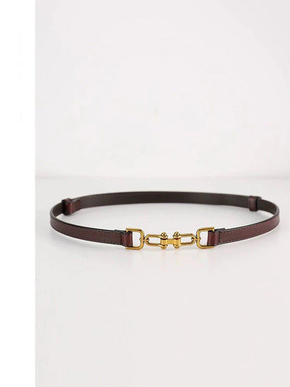 Korean Retro Gold Buckle Leather Belt – 2025 Collection