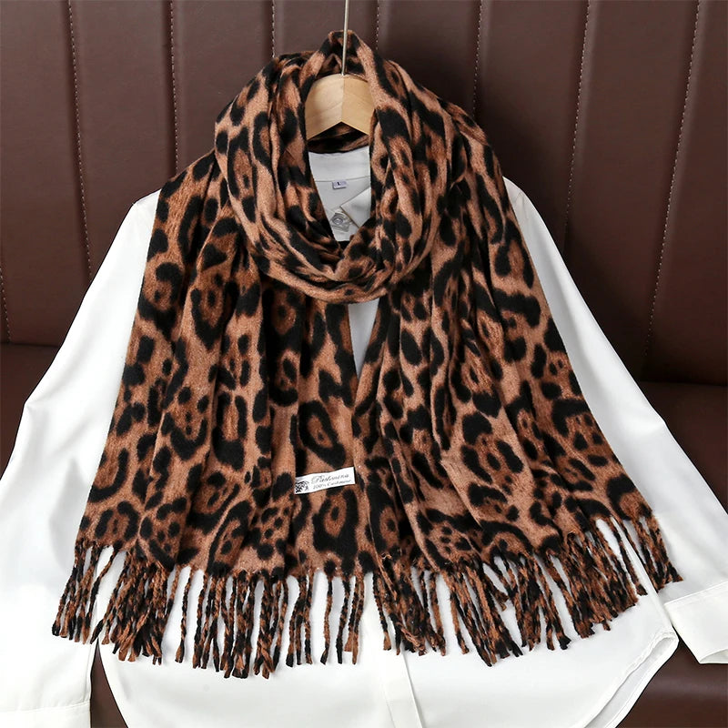 Bohemian Leopard Tassel Winter Scarf – 2025 Collection
