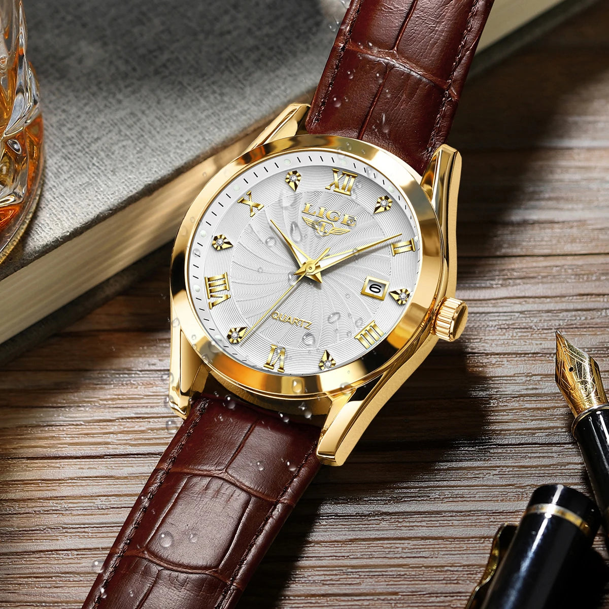 LIGE Luxury Sport Leather Watch – 2025 Collection