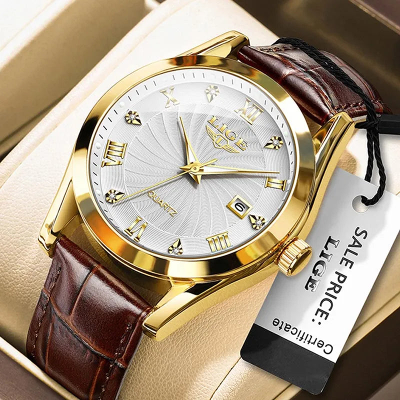 LIGE Luxury Sport Leather Watch – 2025 Collection