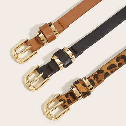 Retro Leather Thin Belt