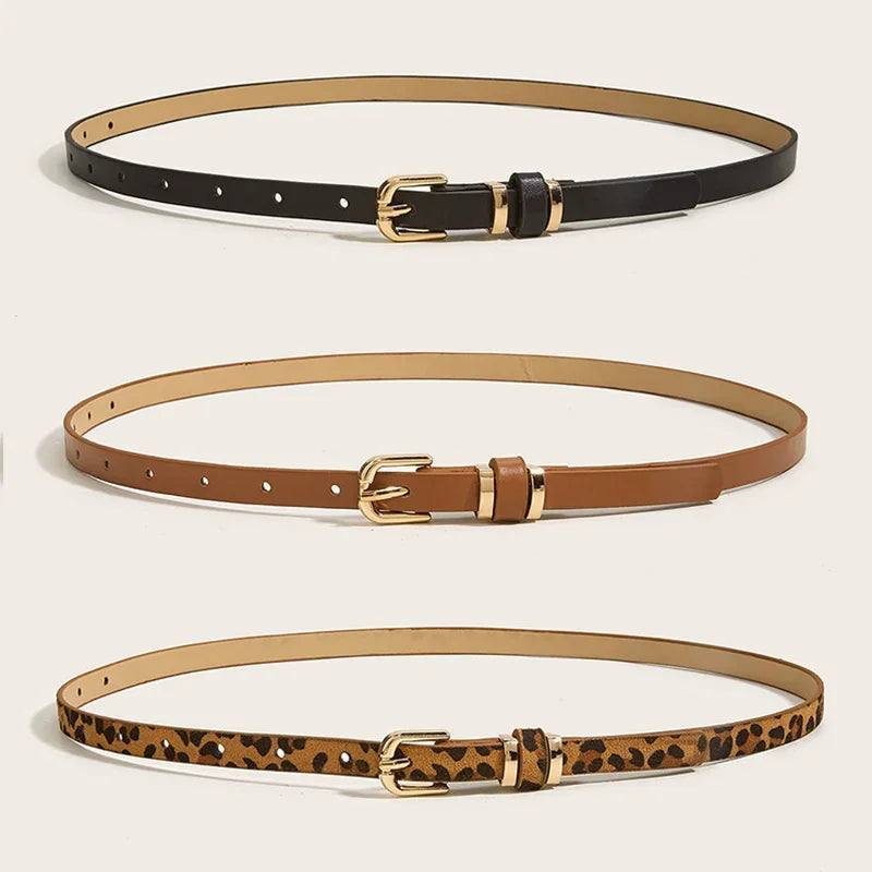 Retro Leather Thin Belt