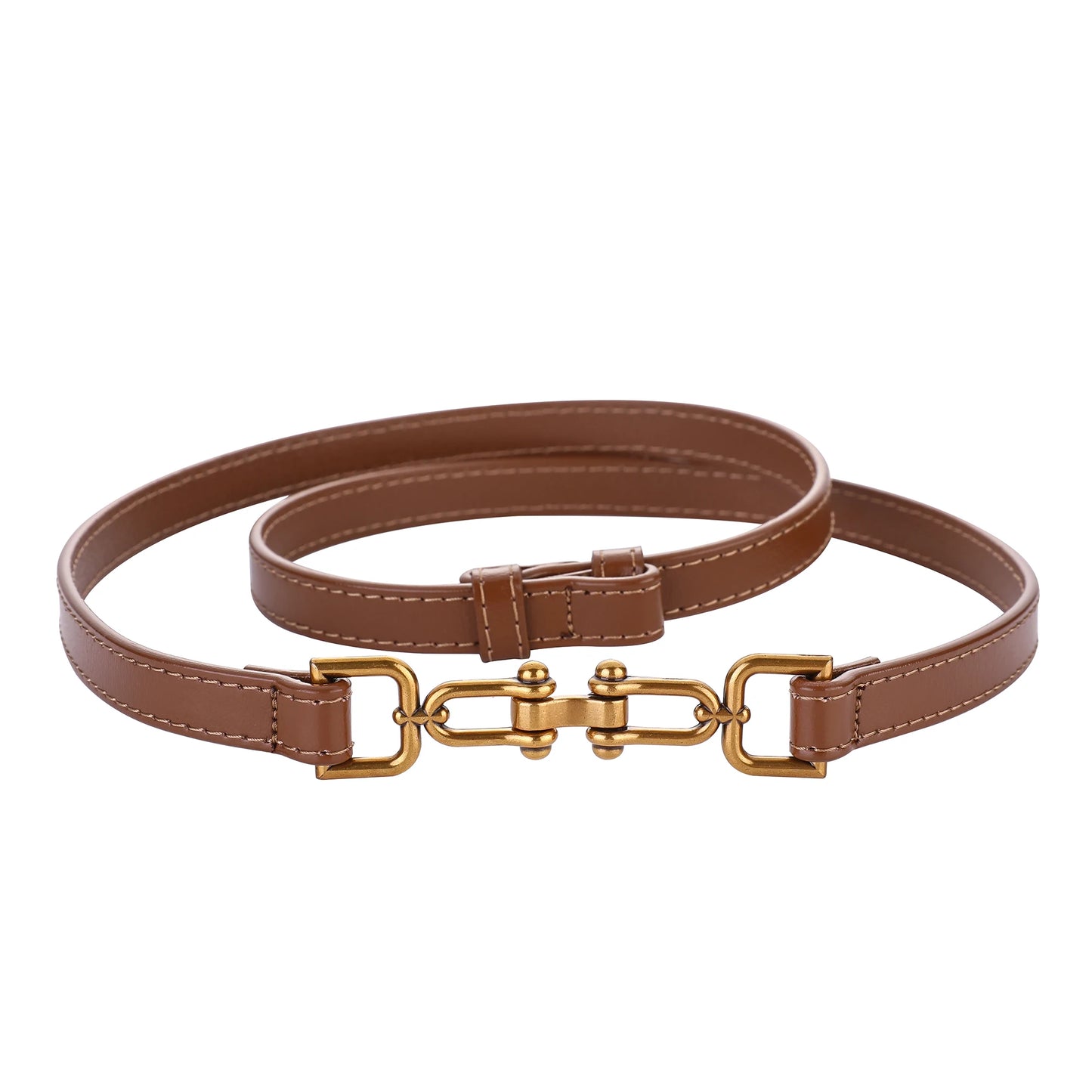 Korean Retro Gold Buckle Leather Belt – 2025 Collection