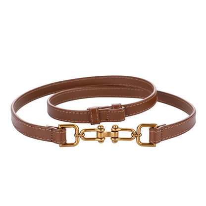 Korean Retro Gold Buckle Leather Belt – 2025 Collection