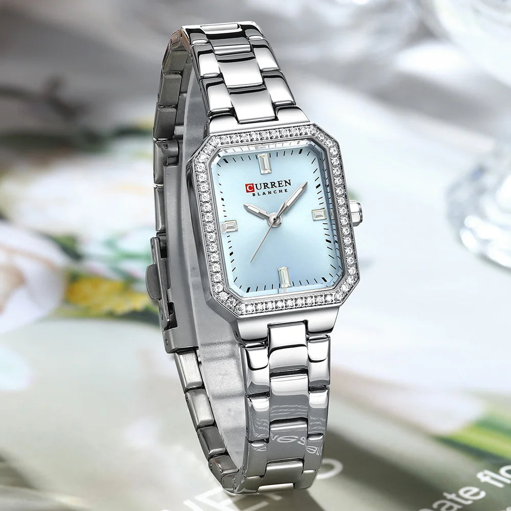 Luxury Rectangular Women’s Watch – Sparkling Elegance