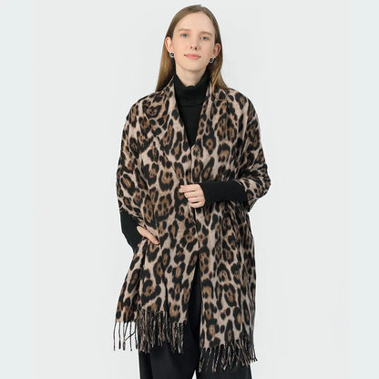 Bohemian Leopard Tassel Winter Scarf – 2025 Collection