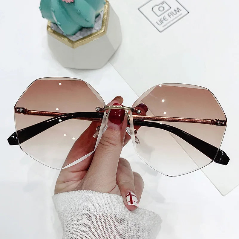 Octagonal Rimless Sunglasses