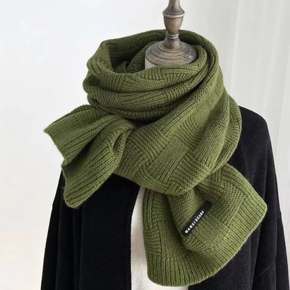 Emerald Striped Knitted Wool Scarf – Winter 2025