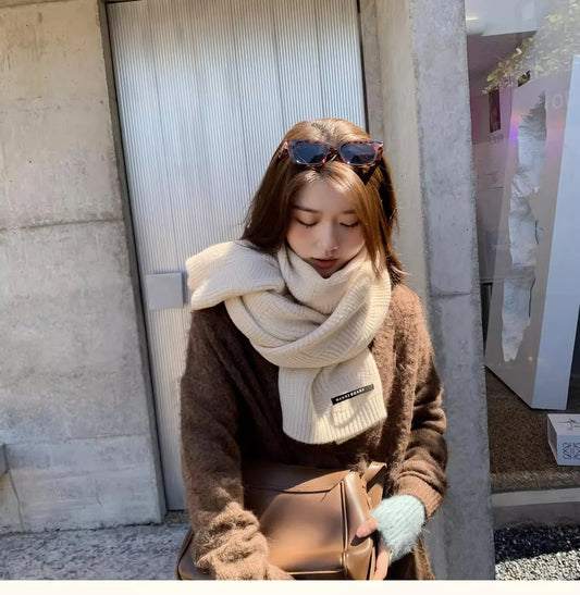 Emerald Striped Knitted Wool Scarf – Winter 2025