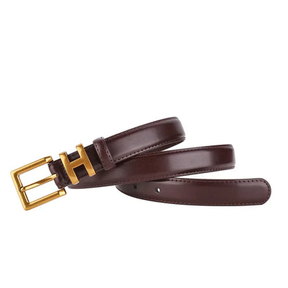 Golden Buckle Genuine Leather Belt – 2025 Collection