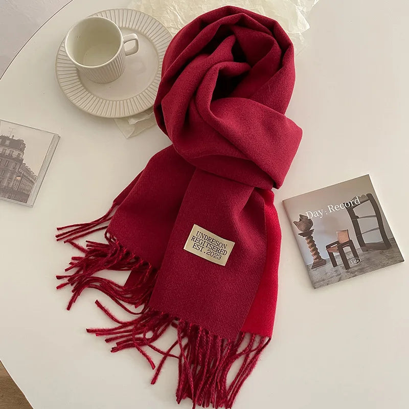 Double-Sided Faux Cashmere Winter Scarf – Winter 2025