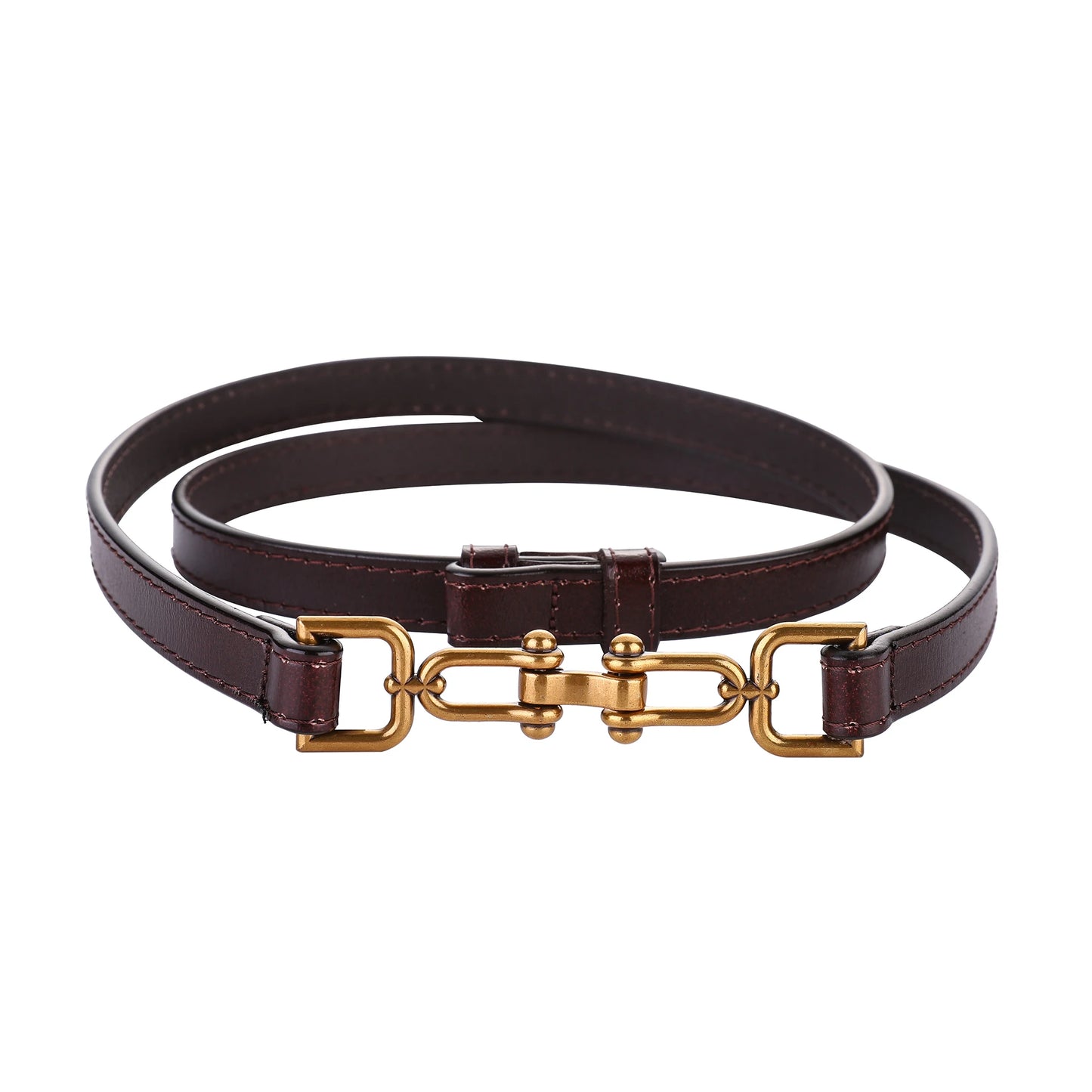 Korean Retro Gold Buckle Leather Belt – 2025 Collection