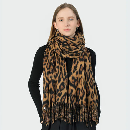 Bohemian Leopard Tassel Winter Scarf – 2025 Collection