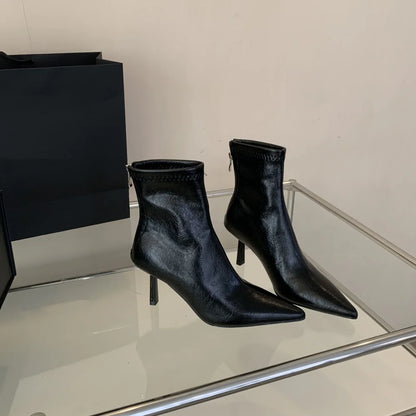 Pointed Toe High Heel Ankle Boots – Winter 2025