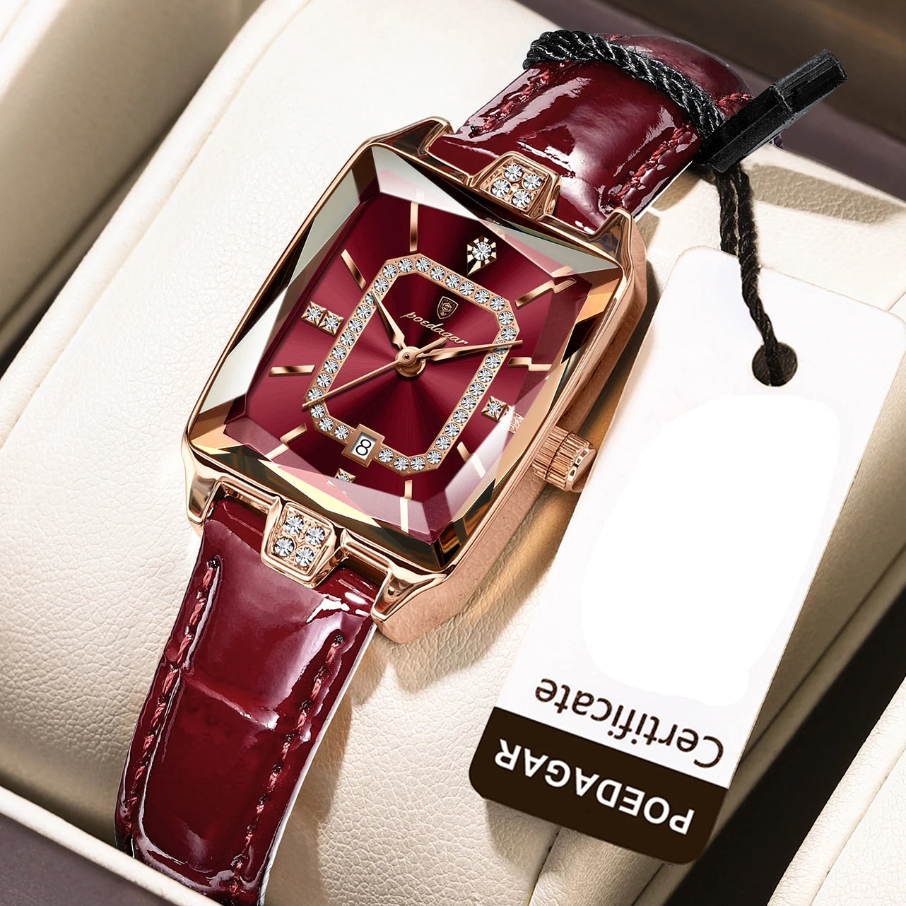 Luxury Rectangle Leather Watch – 2025 Collection