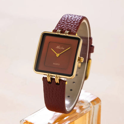 Amira Wine Red Square Watch