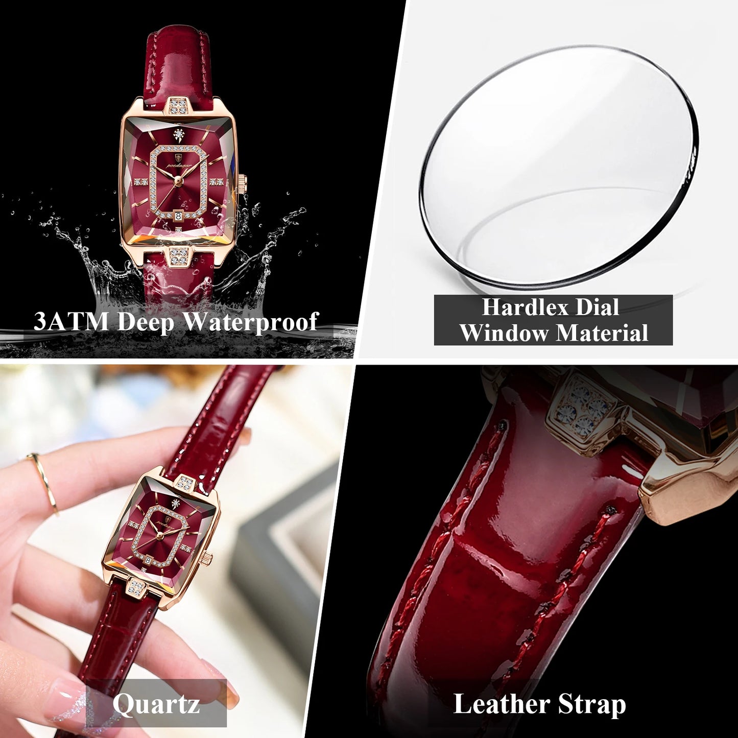 Luxury Rectangle Leather Watch – 2025 Collection