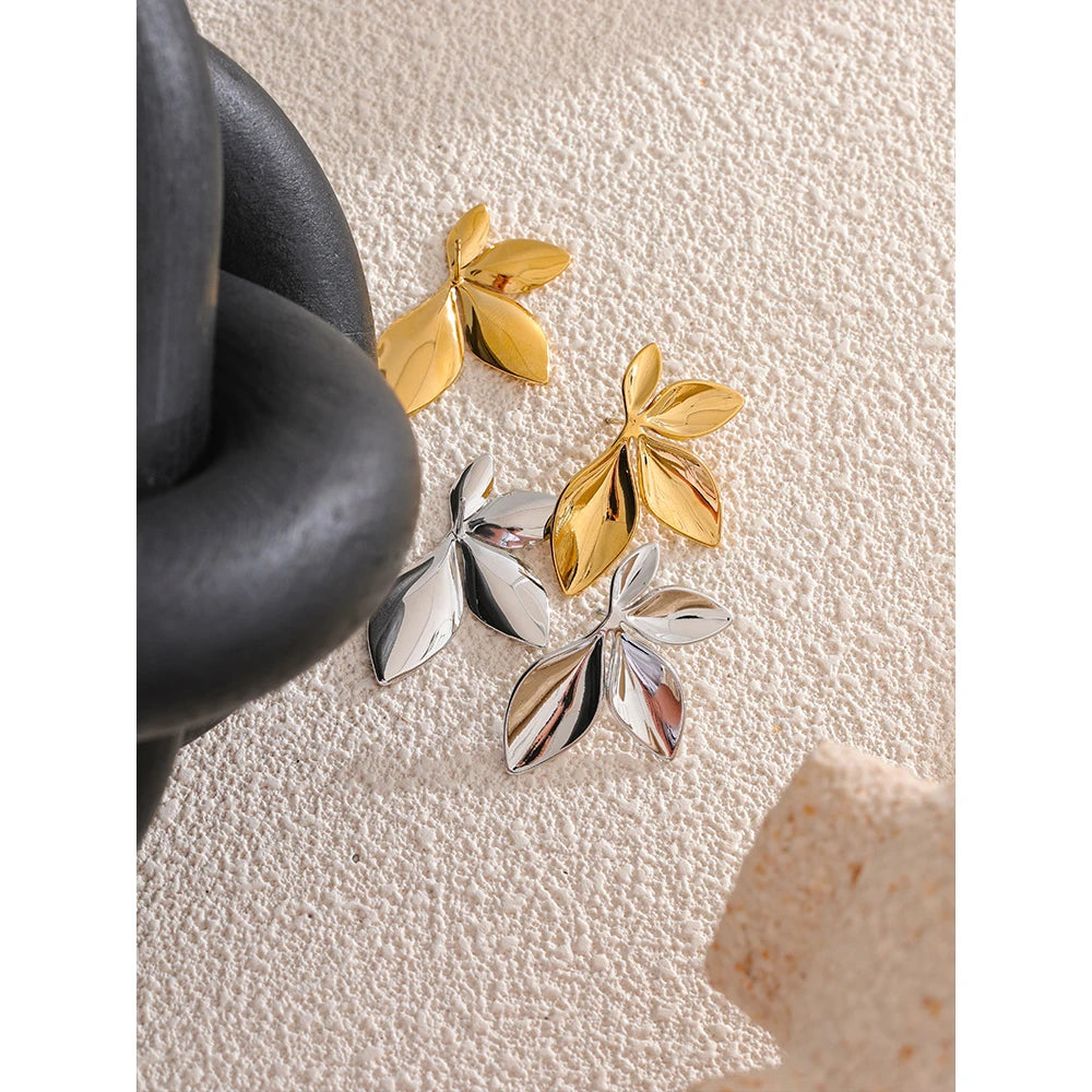 Golden Leaf Stud Earrings