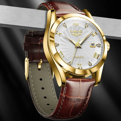 LIGE Luxury Sport Leather Watch – 2025 Collection