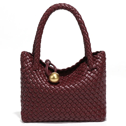 Vegan Leather Woven Shoulder Bag – 2025 Collection