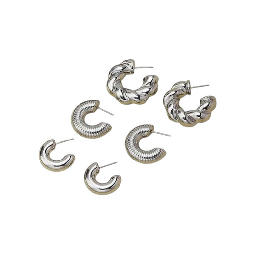 6Pcs Glossy Hoop Earrings Set