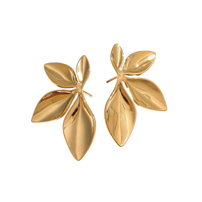 Golden Leaf Stud Earrings