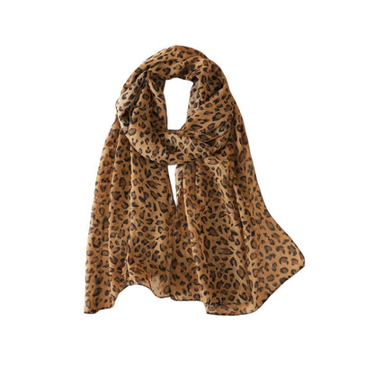 Leopard Print Chiffon Scarf